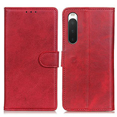 Leather Case Stands Flip Cover Holder A05D for Sony Xperia 10 IV SOG07 Red