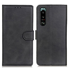Leather Case Stands Flip Cover Holder A05D for Sony Xperia 5 III SO-53B Black