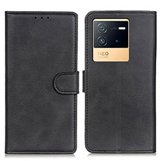 Leather Case Stands Flip Cover Holder A05D for Vivo iQOO Neo6 5G Black
