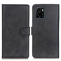 Leather Case Stands Flip Cover Holder A05D for Vivo iQOO U5x Black