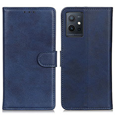 Leather Case Stands Flip Cover Holder A05D for Vivo T1 5G India Blue