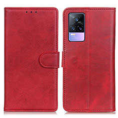 Leather Case Stands Flip Cover Holder A05D for Vivo V21e 4G Red