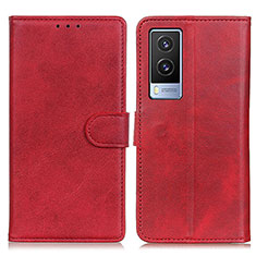 Leather Case Stands Flip Cover Holder A05D for Vivo V21e 5G Red