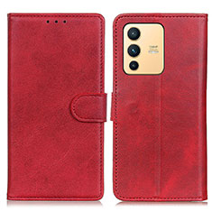 Leather Case Stands Flip Cover Holder A05D for Vivo V23 5G Red