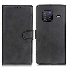 Leather Case Stands Flip Cover Holder A05D for Vivo X80 5G Black