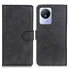 Leather Case Stands Flip Cover Holder A05D for Vivo Y02 Black