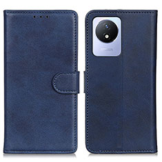 Leather Case Stands Flip Cover Holder A05D for Vivo Y02 Blue