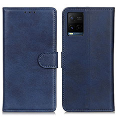 Leather Case Stands Flip Cover Holder A05D for Vivo Y21G Blue