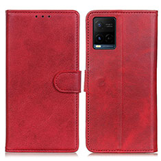 Leather Case Stands Flip Cover Holder A05D for Vivo Y21s Red