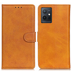 Leather Case Stands Flip Cover Holder A05D for Vivo Y33e 5G Brown