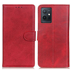 Leather Case Stands Flip Cover Holder A05D for Vivo Y55s 5G Red