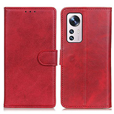 Leather Case Stands Flip Cover Holder A05D for Xiaomi Mi 12S 5G Red