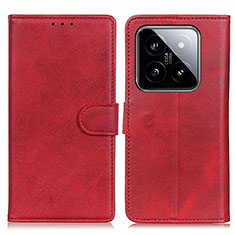 Leather Case Stands Flip Cover Holder A05D for Xiaomi Mi 14 Pro 5G Red