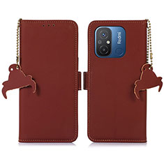 Leather Case Stands Flip Cover Holder A05D for Xiaomi Redmi 11A 4G Brown