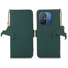 Leather Case Stands Flip Cover Holder A05D for Xiaomi Redmi 12C 4G Green