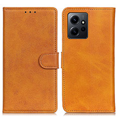 Leather Case Stands Flip Cover Holder A05D for Xiaomi Redmi Note 12 4G Brown