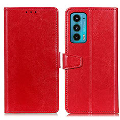 Leather Case Stands Flip Cover Holder A06D for Motorola Moto Edge 20 5G Red