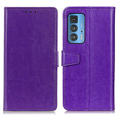 Leather Case Stands Flip Cover Holder A06D for Motorola Moto Edge 20 Pro 5G Purple