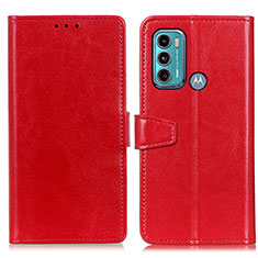 Leather Case Stands Flip Cover Holder A06D for Motorola Moto G40 Fusion Red