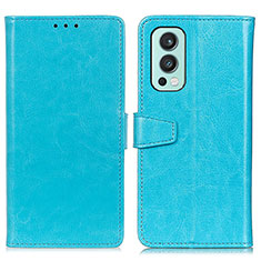 Leather Case Stands Flip Cover Holder A06D for OnePlus Nord 2 5G Sky Blue