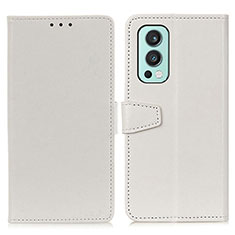 Leather Case Stands Flip Cover Holder A06D for OnePlus Nord 2 5G White