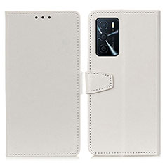 Leather Case Stands Flip Cover Holder A06D for Oppo A16 White