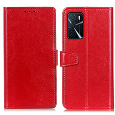 Leather Case Stands Flip Cover Holder A06D for Oppo A16s Red