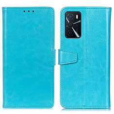 Leather Case Stands Flip Cover Holder A06D for Oppo A16s Sky Blue