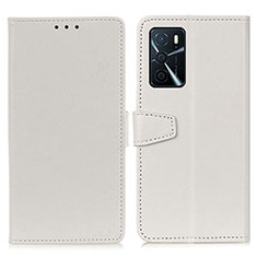 Leather Case Stands Flip Cover Holder A06D for Oppo A16s White