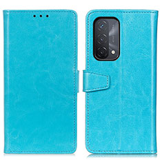 Leather Case Stands Flip Cover Holder A06D for Oppo A54 5G Sky Blue