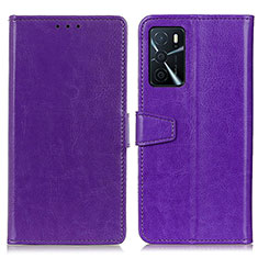 Leather Case Stands Flip Cover Holder A06D for Oppo A54s Purple