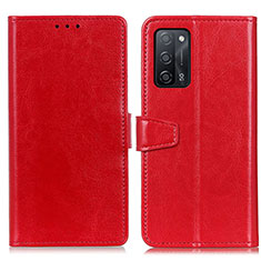 Leather Case Stands Flip Cover Holder A06D for Oppo A55 5G Red