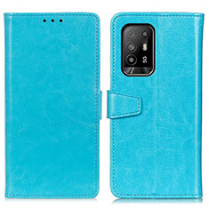 Leather Case Stands Flip Cover Holder A06D for Oppo A94 5G Sky Blue