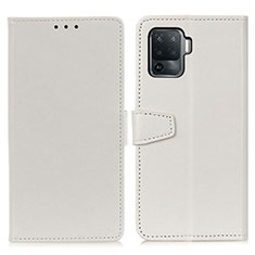 Leather Case Stands Flip Cover Holder A06D for Oppo F19 Pro White