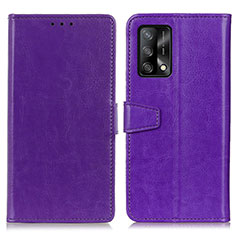 Leather Case Stands Flip Cover Holder A06D for Oppo F19 Purple
