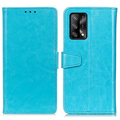 Leather Case Stands Flip Cover Holder A06D for Oppo F19 Sky Blue