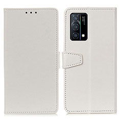 Leather Case Stands Flip Cover Holder A06D for Oppo K9 5G White
