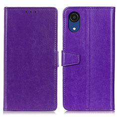 Leather Case Stands Flip Cover Holder A06D for Samsung Galaxy A03 Core Purple