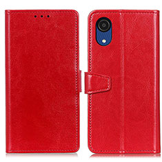 Leather Case Stands Flip Cover Holder A06D for Samsung Galaxy A03 Core Red