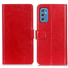 Leather Case Stands Flip Cover Holder A06D for Samsung Galaxy M52 5G Red