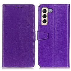 Leather Case Stands Flip Cover Holder A06D for Samsung Galaxy S21 5G Purple