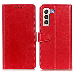 Leather Case Stands Flip Cover Holder A06D for Samsung Galaxy S22 5G Red