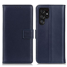 Leather Case Stands Flip Cover Holder A06D for Samsung Galaxy S23 Ultra 5G Blue