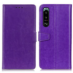 Leather Case Stands Flip Cover Holder A06D for Sony Xperia 5 III SO-53B Purple