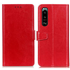 Leather Case Stands Flip Cover Holder A06D for Sony Xperia 5 III SO-53B Red