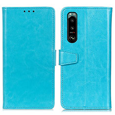 Leather Case Stands Flip Cover Holder A06D for Sony Xperia 5 III SO-53B Sky Blue