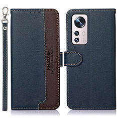 Leather Case Stands Flip Cover Holder A06D for Xiaomi Mi 12X 5G Blue