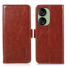 Leather Case Stands Flip Cover Holder A07D for Asus ZenFone 10 Brown