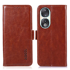 Leather Case Stands Flip Cover Holder A07D for Huawei Honor 90 5G Brown