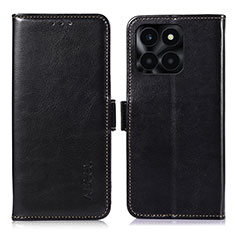 Leather Case Stands Flip Cover Holder A07D for Huawei Honor X6a Black